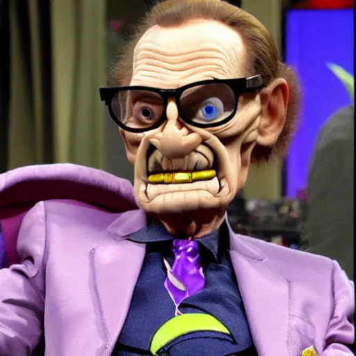 Image similar to larry - king dressed like skeletor as wario or waluigi comic - con comic - book drawing from mad - magazine