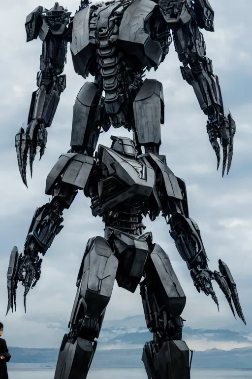 Image similar to cinematic still in westworld and pacific rim movie and real steel movie, heavy armor slim full body stunning intricate humanoid mega mech by fujioka kenki and mamoru nagano