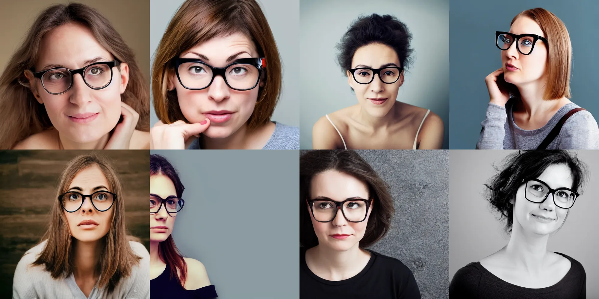 Prompt: woman in glasses at the top of head