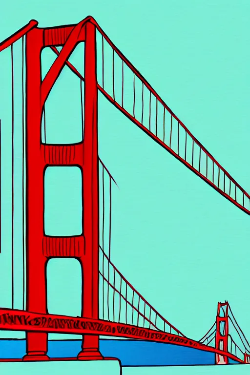 Image similar to golden gate bridge, illustration, in the style of katinka reinke