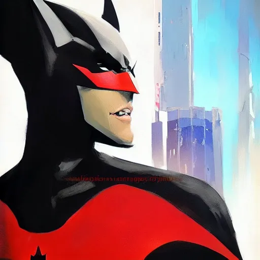 Prompt: terry mcginnis, batman beyond, brush strokes, oil painting, greg rutkowski