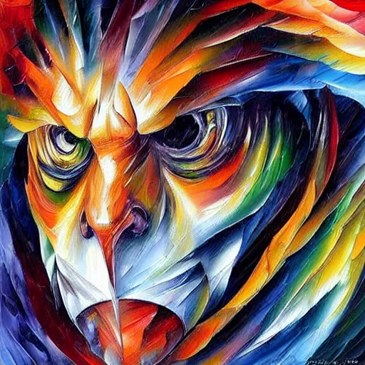 Image similar to portrait painting of The Predator by Leonid Afremov, hyperdetailed!