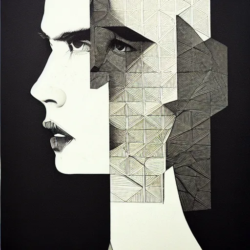 Image similar to lithography and etching polish poster conceptual figurative post - morden monumental portrait, illusion surreal art, highly conceptual figurative art, intricate detailed illustration, controversial poster art, polish poster art, geometrical drawings, no blur