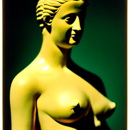 Image similar to a studio portrait photograph of the venus of milo as a real person by annie leibowitz, f 2. 8 5 0 mm zeiss, kodachrome iso 5 0