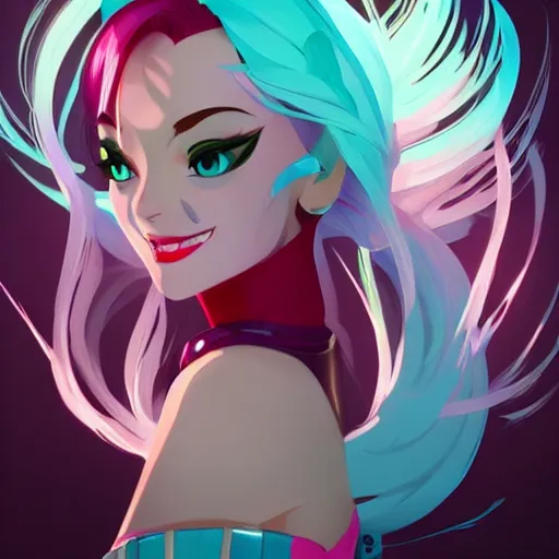 jinx from league of legends, clean cel shaded vector | Stable Diffusion ...