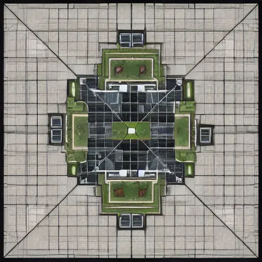 Prompt: architectural floor plan call of duty minimap, symmetrical outpost, ancient fort