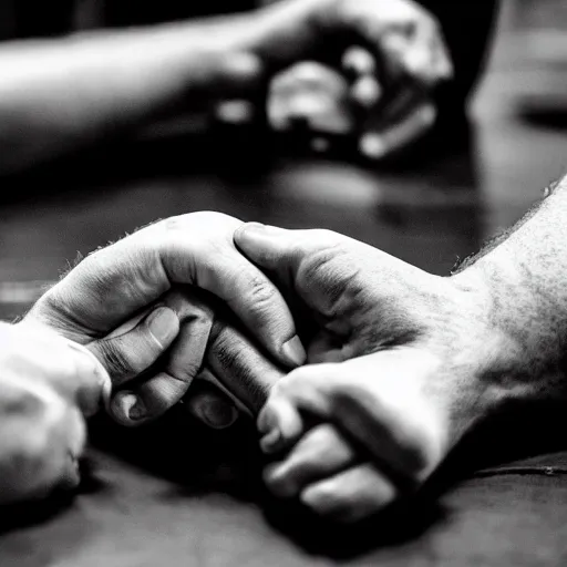 Image similar to arm wrestling. sigma 5 5 mm photo.