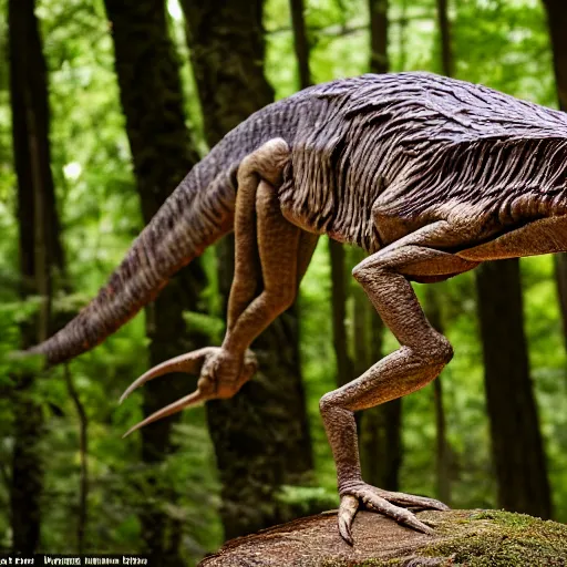 Prompt: velociraptor in forest, national geographic, XF IQ4, f/1.4, ISO 200, 1/160s, 8K, RAW, unedited, symmetrical balance, in-frame