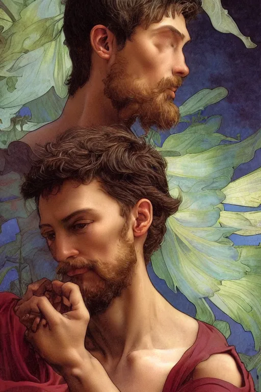 Image similar to Michelangelo\'s David, highly detailed, digital painting, artstation, concept art, smooth, sharp focus, illustration, ArtStation, art by artgerm and greg rutkowski and alphonse mucha and J. C. Leyendecker and Edmund Blair Leighton and Katsuhiro Otomo and Geof Darrow and Phil hale and Ashley wood and Ilya repin and Charlie Bowater