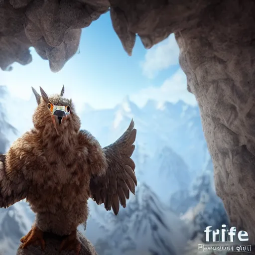 Prompt: griffin over a small hut highly detailed, photorealistic portrait, bright studio setting, studio lighting, crisp quality and light reflections, unreal engine 5 quality render