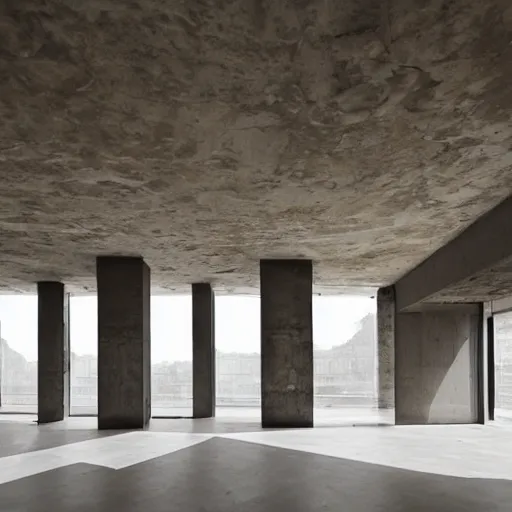 Prompt: brutalism architecture interior