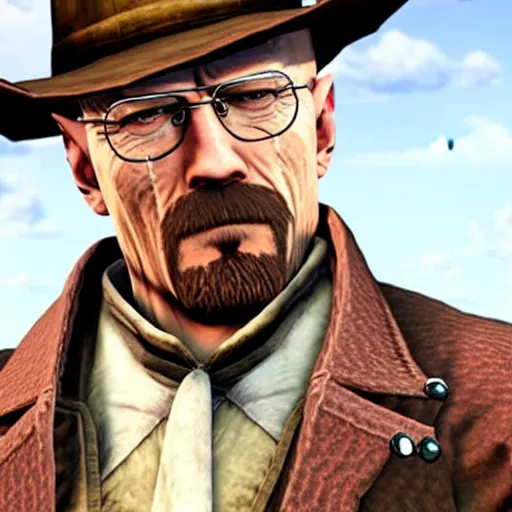 Prompt: Walter White in Red Dead Redemption 2