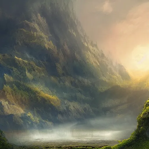 Image similar to a beautiful matte painting concept art painting of a landscape from a studio ghilbi movie