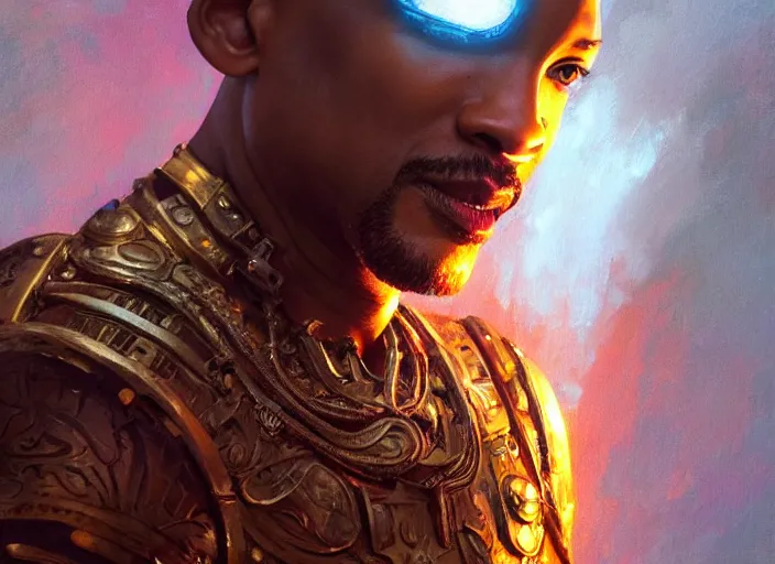 Image similar to will smith as oscar diggs, intricate, d & d, fantasy, art nouveau, digital painting, trending on artstation, sharp focus, wide shot, illustration, global illumination, ray tracing, art by artgerm and greg rutkowski and ruan jia