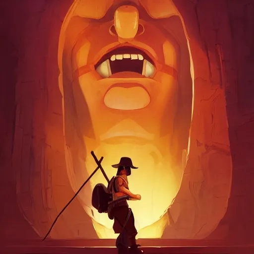 Image similar to face icon stylized minimalist raiders of the lost ark 1 9 8 1, loftis, cory behance hd by jesper ejsing, by rhads, makoto shinkai and lois van baarle, ilya kuvshinov, rossdraws global illumination