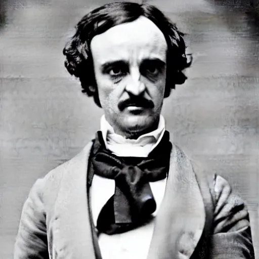 Prompt: a portrait of Edgar Allan Poe offering you the boof. Movie still.