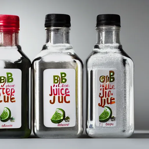 Image similar to A bottle of juice with the letter B printed on it, product photo, studio lighting