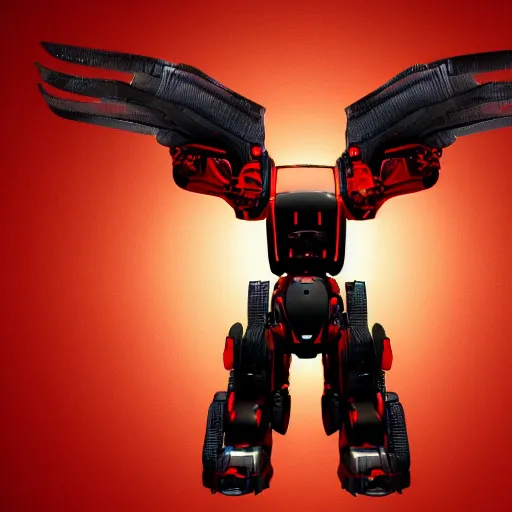 Image similar to fantasy wallpaper of a robotic hawk ,red themed,science fiction