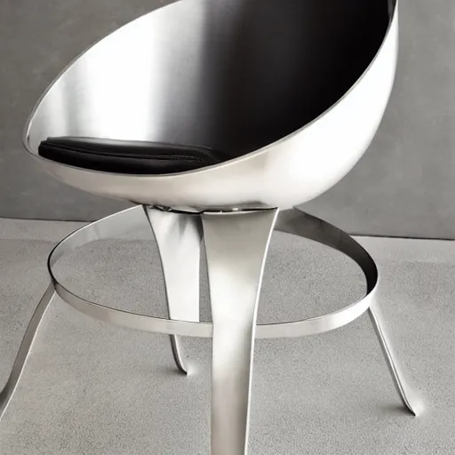 Prompt: futuristic luxury chair from stainless steel design by tom dixon