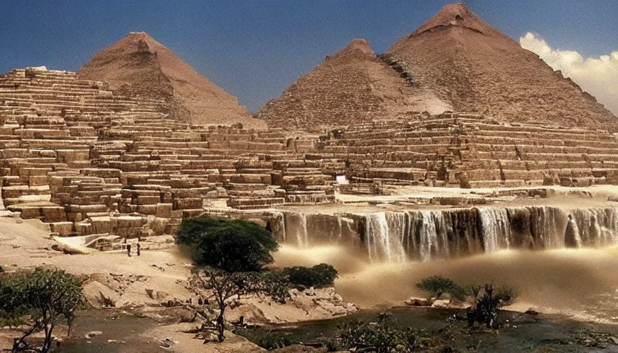 Image similar to waterfalls are flowing down the pyramids, archive photo, paradise