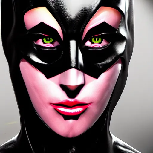 Prompt: Batgirl face cyberpunk style cinematic lighting super-resolution microscopy