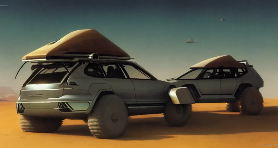 Image similar to cyberpunk touareg, by ruan jia, weldon casey, ralph mcquarrie. smooth gradients, transparent inflatable structures in akakus desert.