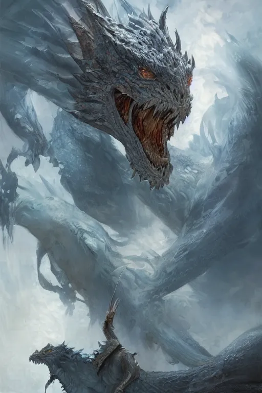 Prompt: ice breathing dragon, Leonardo, marvel, dark, intricate, highly detailed, smooth, artstation, digital illustration by Ruan Jia and Mandy Jurgens and Artgerm and Wayne Barlowe and Greg Rutkowski and Zdislav Beksinski