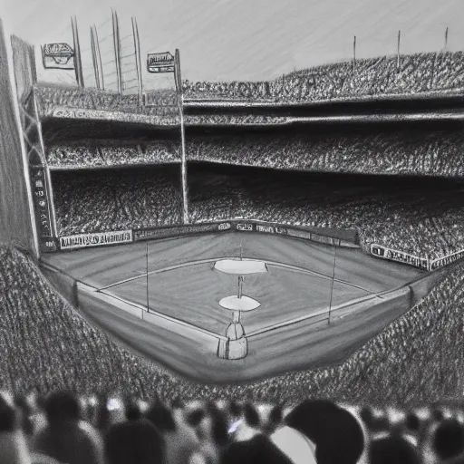 Prompt: charcoal sketch of Fenway park