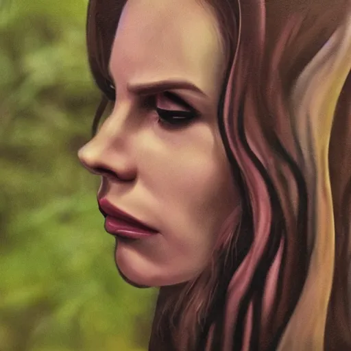 Image similar to trail cam footage of lana del rey, photorealistic, horror