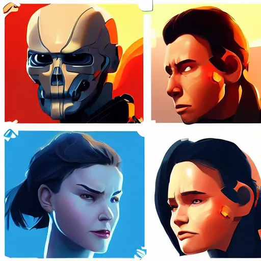 Image similar to face icon stylized minimalist terminator genysis, loftis, cory behance hd by jesper ejsing, by rhads, makoto shinkai and lois van baarle, ilya kuvshinov, rossdraws global illumination