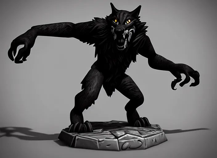 Image similar to werewolf, stylized stl fantasy miniature, 3 d render, activision blizzard style, hearthstone style