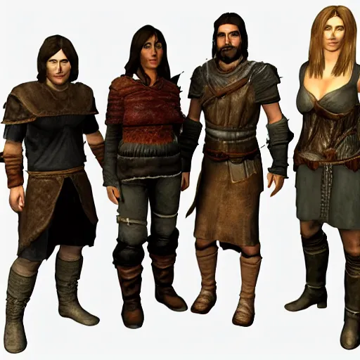 Prompt: the cast of friends in skyrim, 3 d graphics