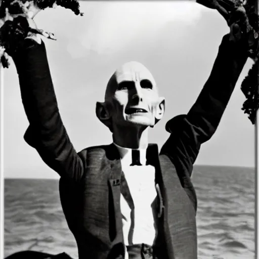 Image similar to count orlok basking in the sun, arms outstretched to the sky, beautiful award winning photography