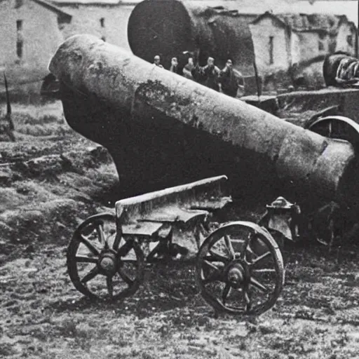 Prompt: a towed cannon, eastern front, ww 2, historical picture