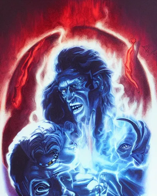 Image similar to hades, red, airbrush, drew struzan illustration art, key art, movie poster