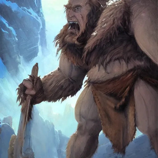 Image similar to north mythology concept art painting of ice gigant ymir the ancestor of all giants by james gurney, trending on artstation, detailed