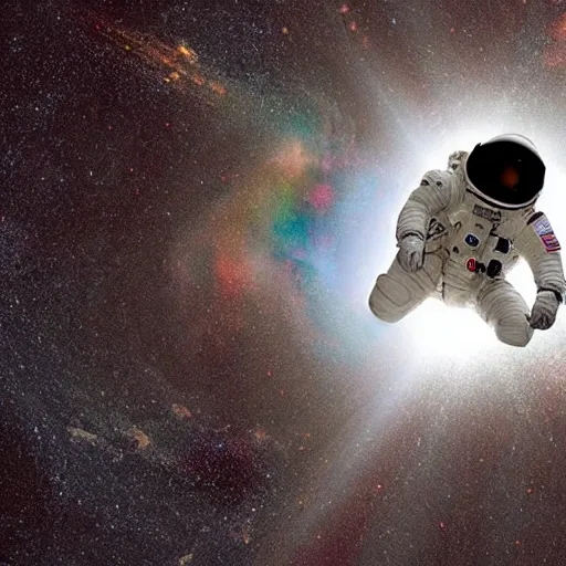 Image similar to astronaut falling into a black hole