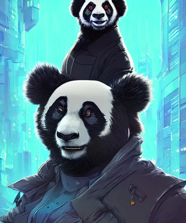 Image similar to a portrait of a cyberpunk panda, mandala, fantasy, elegant, digital painting, artstation, concept art, matte, sharp focus, 3 d render, art by josan gonzalez