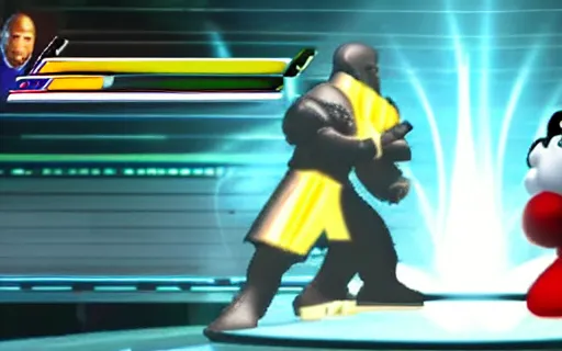 Prompt: kanye west as a playable fighter in smash bros, gameplay screenshot