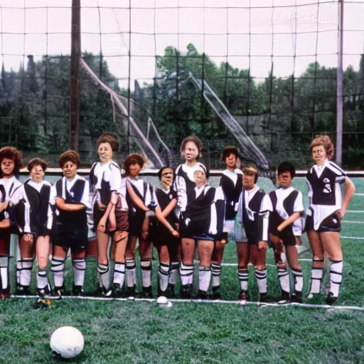 Image similar to robocop 1 9 8 4 coaching a girls'soccer team