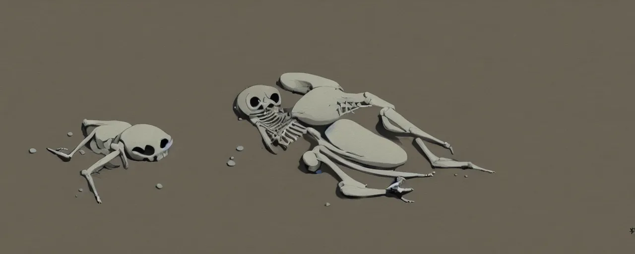 Prompt: a clean seal skeleton in river mud, goro fujita, studio ghibli, rim light, sad lighting, dark lighting, clear focus, very coherent