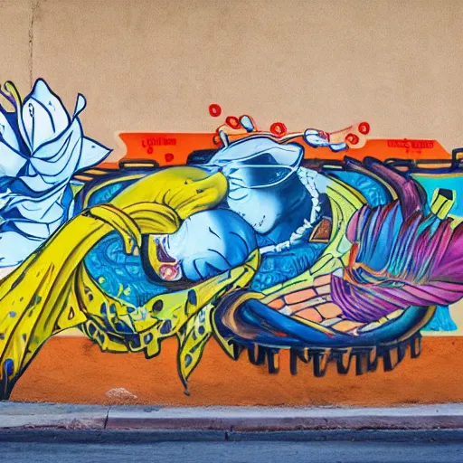 Image similar to a mural about downtown tucson, in style of street art