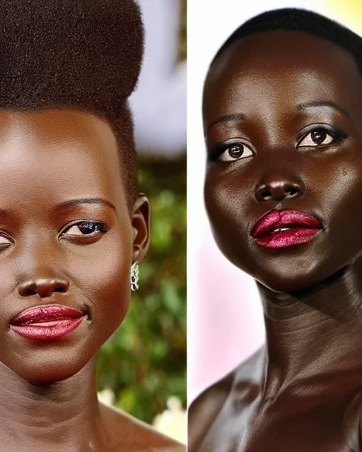 Image similar to a mixture of lupita nyongo and tilda swinton