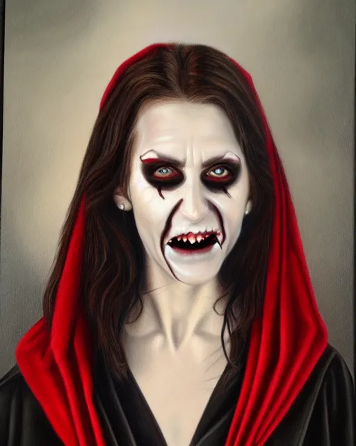 Prompt: a realistic detailed portrait painting of a vampire