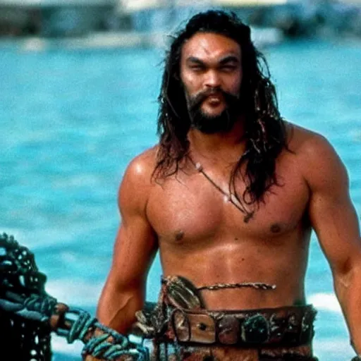 Prompt: A still of Jason Momoa in Waterworld (1995)