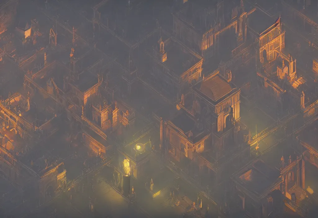 Image similar to isometric magicavoxel Bloodborne eastward cinematic lighting, 4k