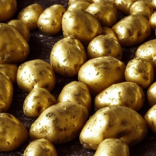 Prompt: some gold dust potatoes