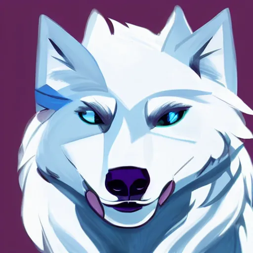Prompt: furry ( fandom ) art of a cute anthropomorphic white wolf with blue accents and blue eyes, digital art, painting, trending on furaffinity, stylised, adorable