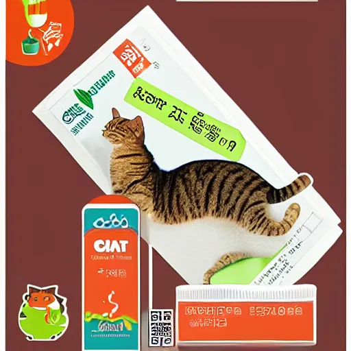 Image similar to product sticker of cat medicine with rectangle shape,