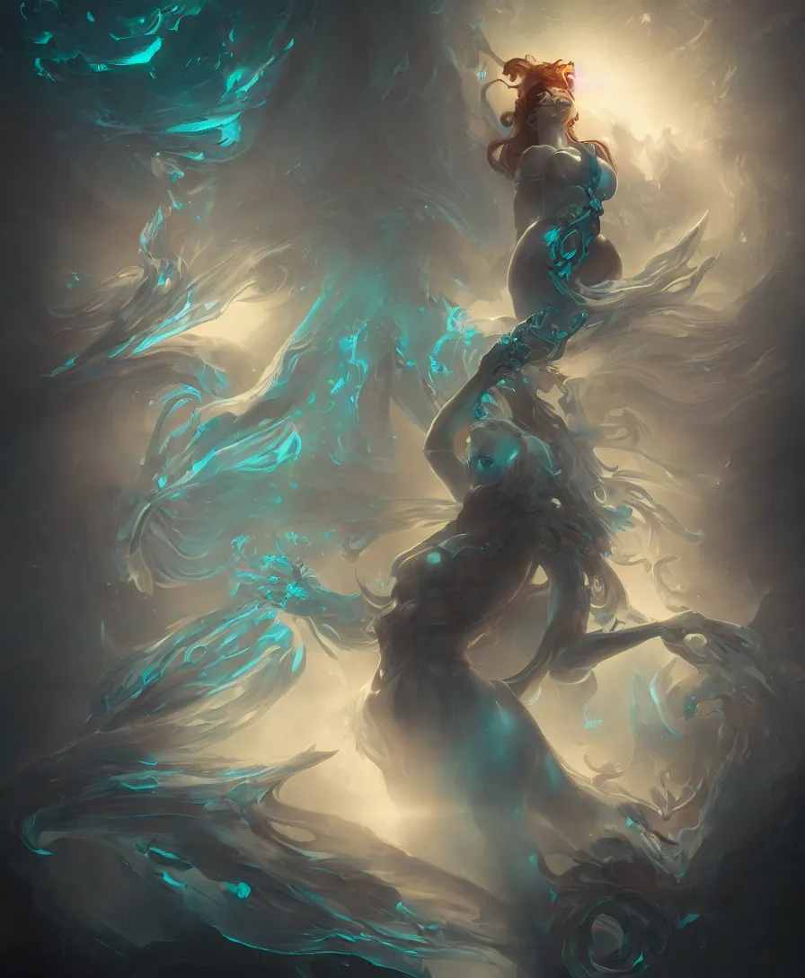 Image similar to goddess of Shadows in the style of nekro, artgerm, wlop, glowing halo, octane render, peter mohrbacher, artstation